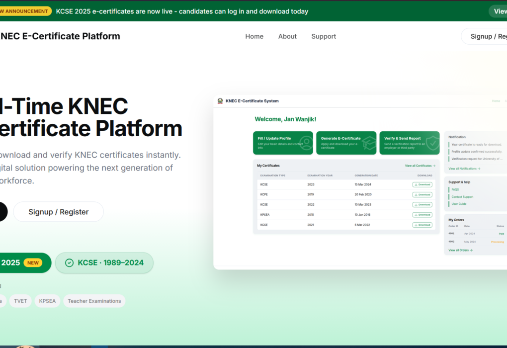 KNEC ECERTIFICATE PLATFORM