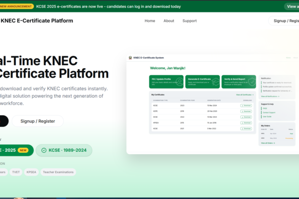 KNEC ECERTIFICATE PLATFORM
